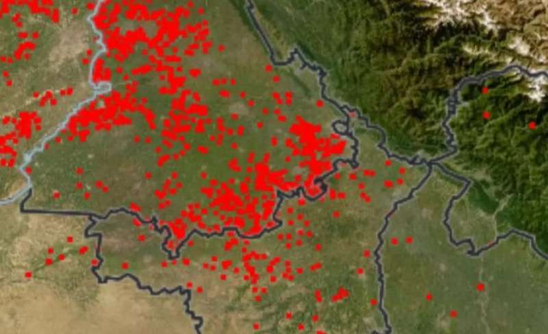 पाकिस्तान के पंजाब में पराली की आग से लाल हुआ मैप, 2024